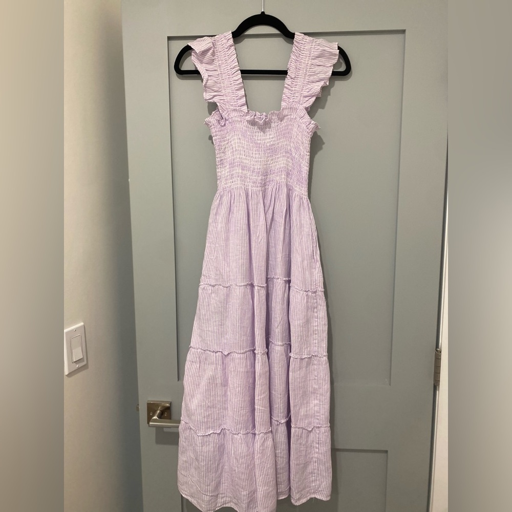 Hill House Ellie Nap Dress - Lilac Stripe Linen